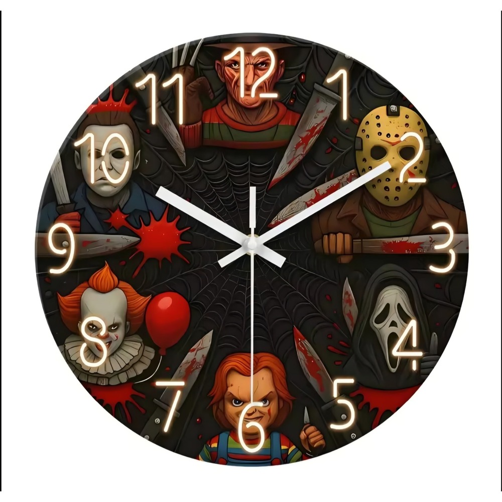 Pennywise, Freddy, Jason, Ghostface, Michael Horror Custom Clock